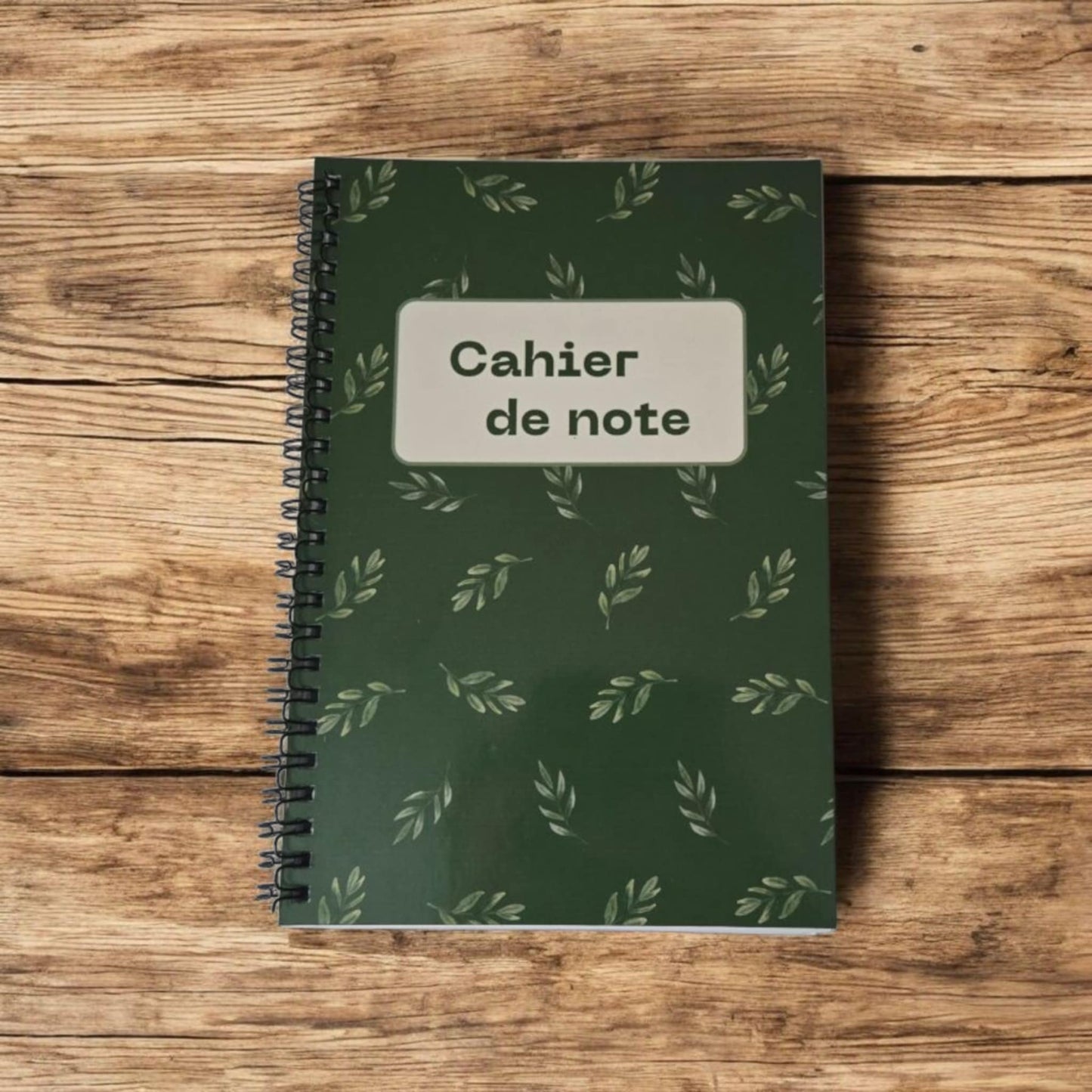 Cahier de note feuille verte