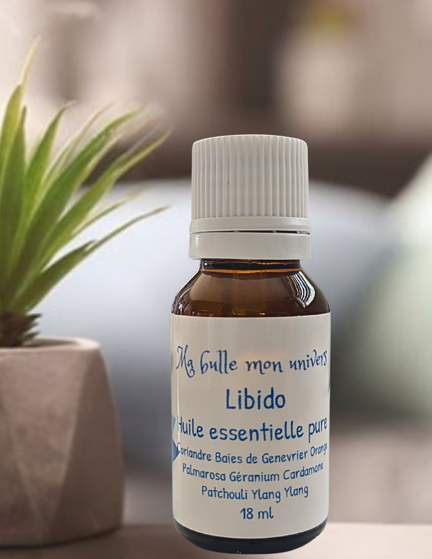 Synergie Libido (coriandre, Baies de genévrier, orange palmarosa, géranium, cardamome, patchouli, ylang ylang)