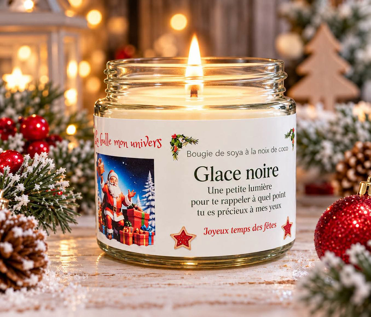 Bougie de Noël  cire de soya à la noix de coco