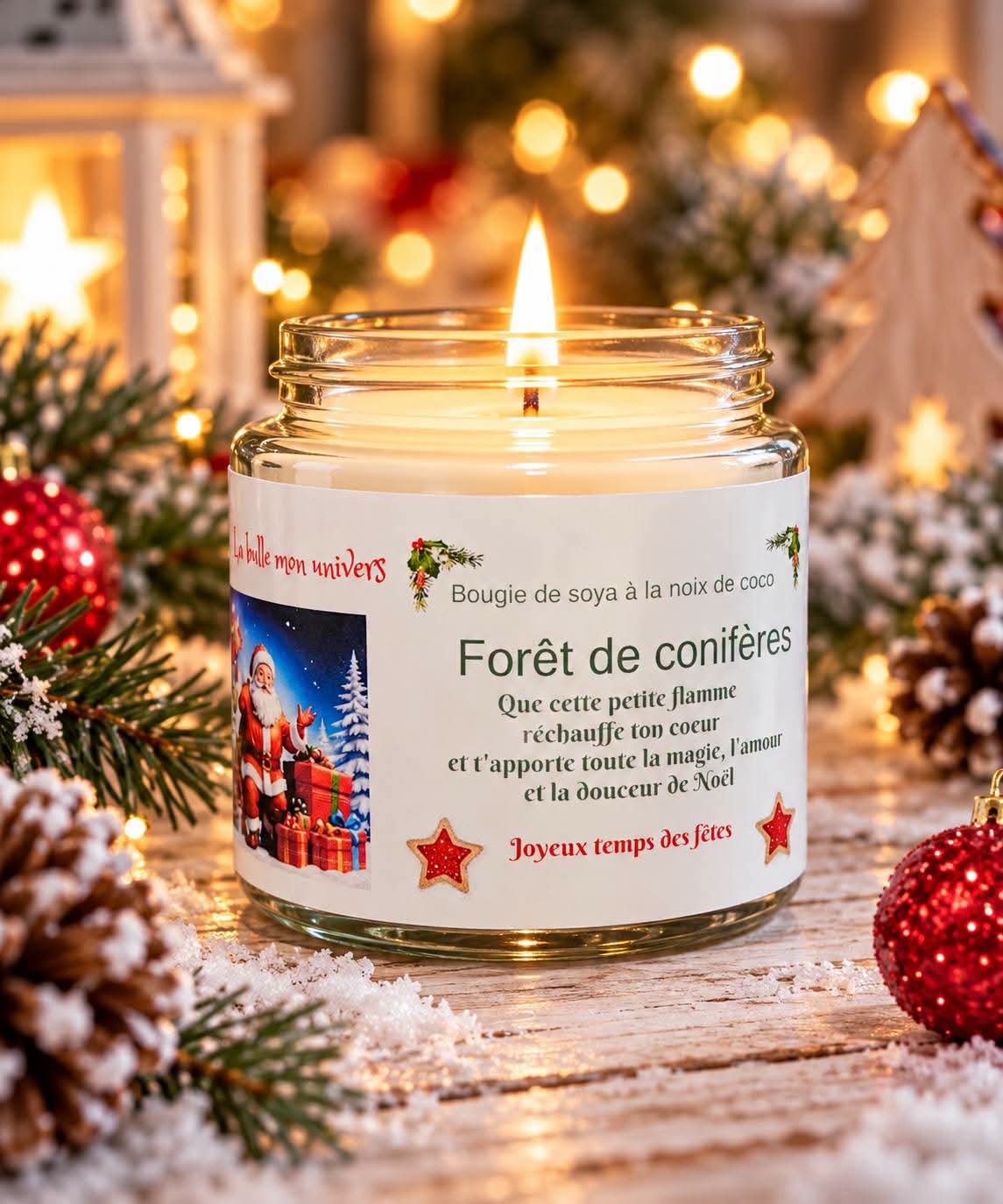 Bougie de Noël  cire de soya à la noix de coco