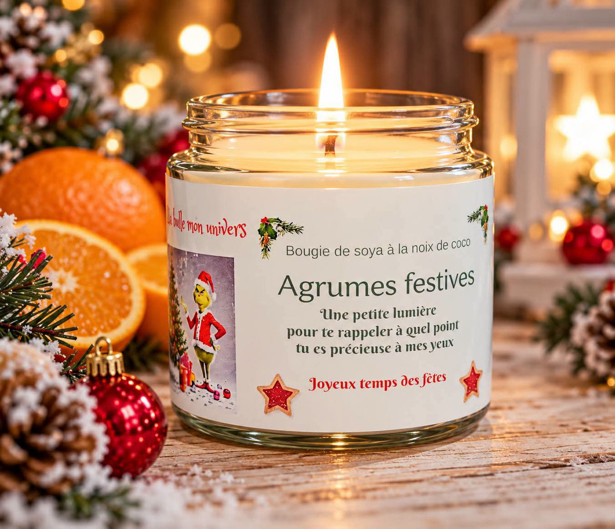 Bougie de Noël  cire de soya à la noix de coco
