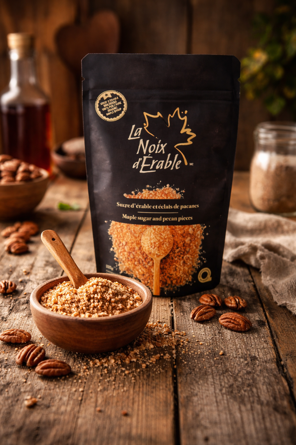 Sucre d’érable et éclats de pacanes