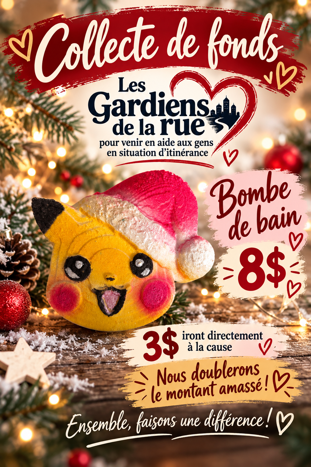 Bombe avec insertions de couleurs pour la collecte de fonds des Gardiens de la rue