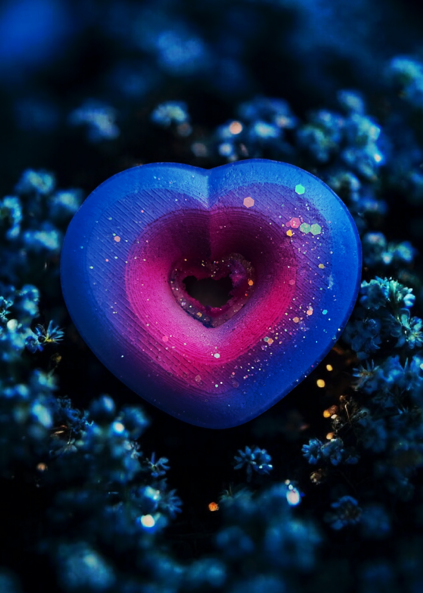 Bombe coeur avec insertions de couleurs love spell