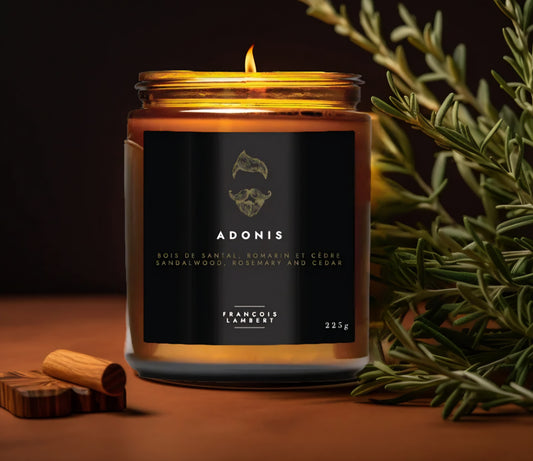 Adonis - Bougie de soya au bois de santal, romarin et cèdre