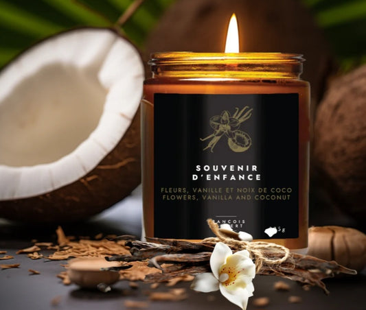 Souvenir d'enfance - Bougie de soya aux fleurs, vanille et noix de coco