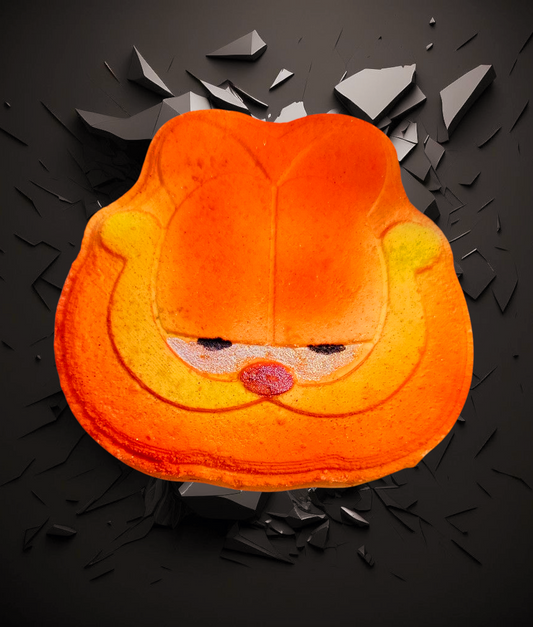 Bombe chat orange avec insertions de couleurs pêche du marché