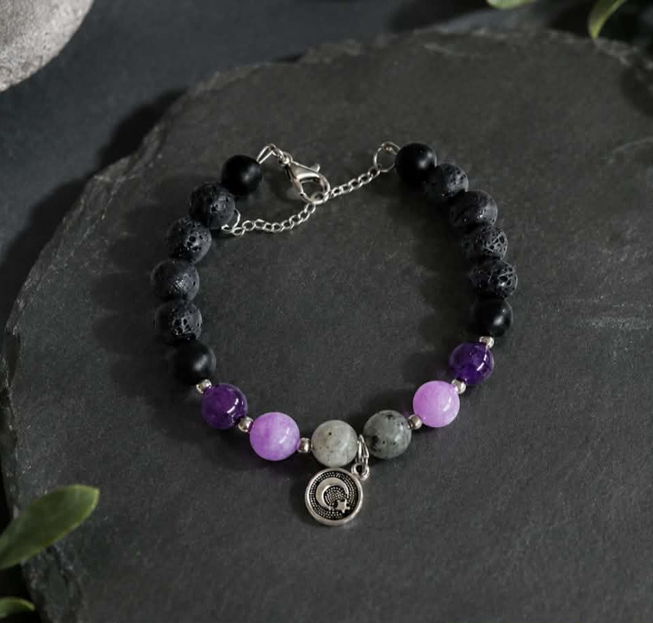 Bracelet lune en mauve